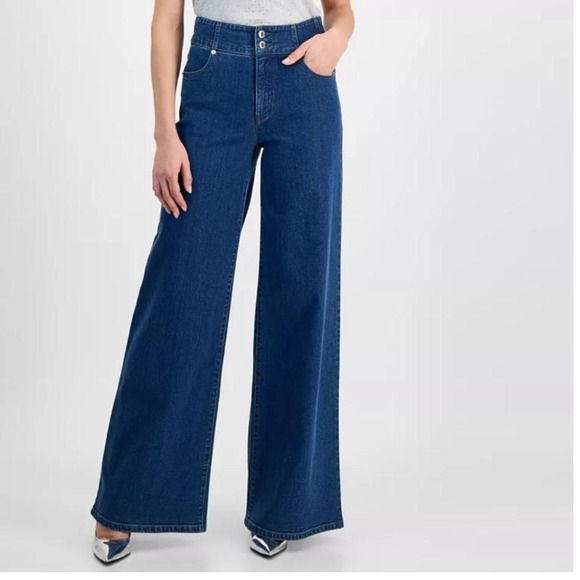 INC International Concepts Denim - INC International Concepts Wide Leg High Rise Jeans Medium Indigo Wash 10/30 NEW